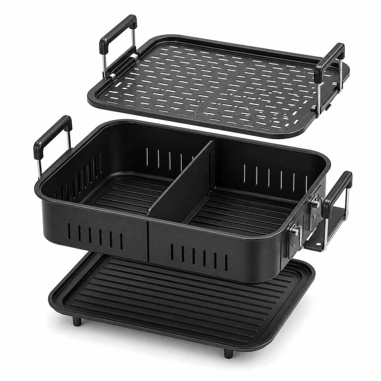 chaowei123™ Air Fryer Expandable Dual-Layer Crisping Basket