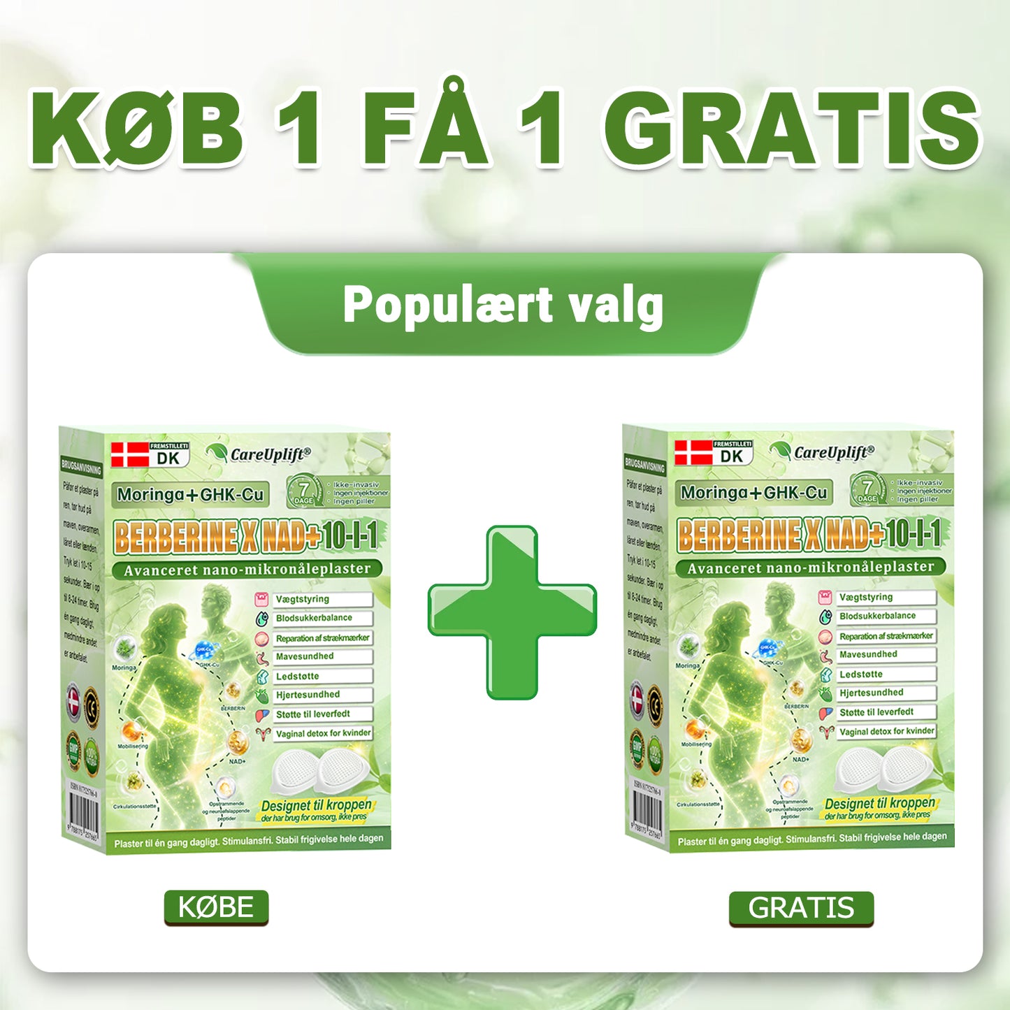 𝑶𝒇𝒇𝒊𝒄𝒊𝒆𝒍 𝑩𝒖𝒕𝒊𝒌 | 🍀🍀 CareUplift® Metabolic Nano Microneedle Patch 🇩🇰 Bruges én gang dagligt | Berberin + Moringa-formel Til dig, der ønsker støtte til vægtkontrol, en lettere hverdag og øget velvære ✅