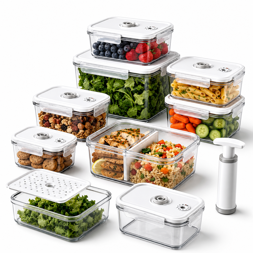 chaowei123™ FreshTrack Modular Vacuum Food Storage Container Set