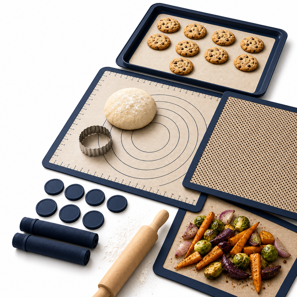 chaowei123™ BakeGrid Pro Modular Silicone Baking Mat Set