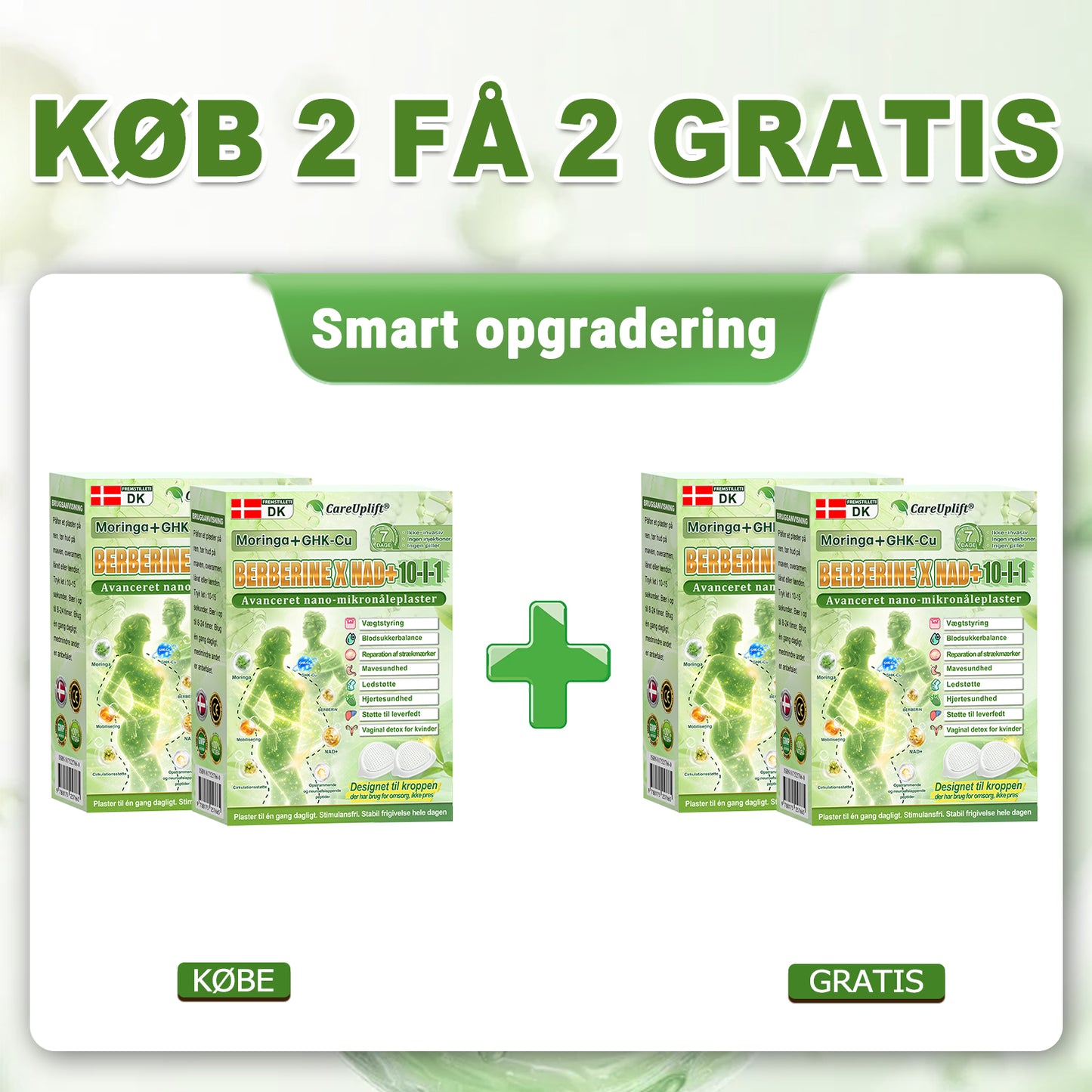 𝑶𝒇𝒇𝒊𝒄𝒊𝒆𝒍 𝑩𝒖𝒕𝒊𝒌 | 🍀🍀 CareUplift® Metabolic Nano Microneedle Patch 🇩🇰 Bruges én gang dagligt | Berberin + Moringa-formel Til dig, der ønsker støtte til vægtkontrol, en lettere hverdag og øget velvære ✅