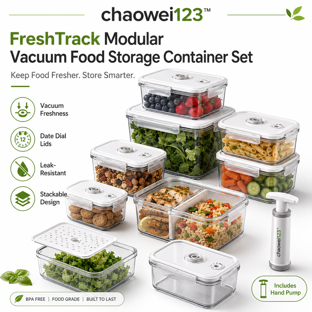 chaowei123™ FreshTrack Modular Vacuum Food Storage Container Set