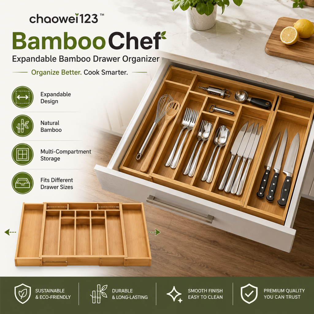 chaowei123™ BambooChef Expandable Drawer Organizer