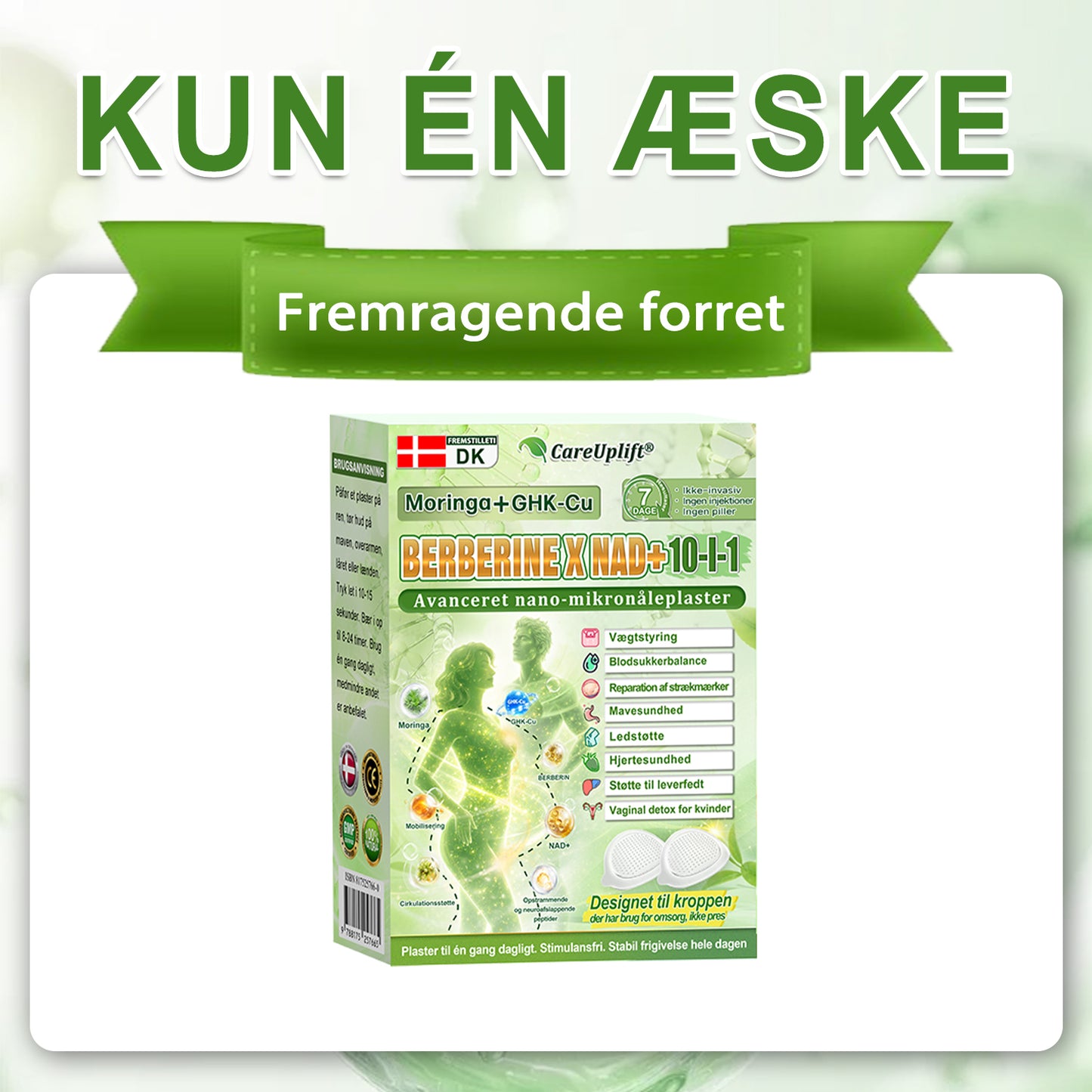 𝑶𝒇𝒇𝒊𝒄𝒊𝒆𝒍 𝑩𝒖𝒕𝒊𝒌 | 🍀🍀 CareUplift® Metabolic Nano Microneedle Patch 🇩🇰 Bruges én gang dagligt | Berberin + Moringa-formel Til dig, der ønsker støtte til vægtkontrol, en lettere hverdag og øget velvære ✅